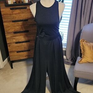 Elegant Black And Brown 2-piece Wide Leg Pant Sets.